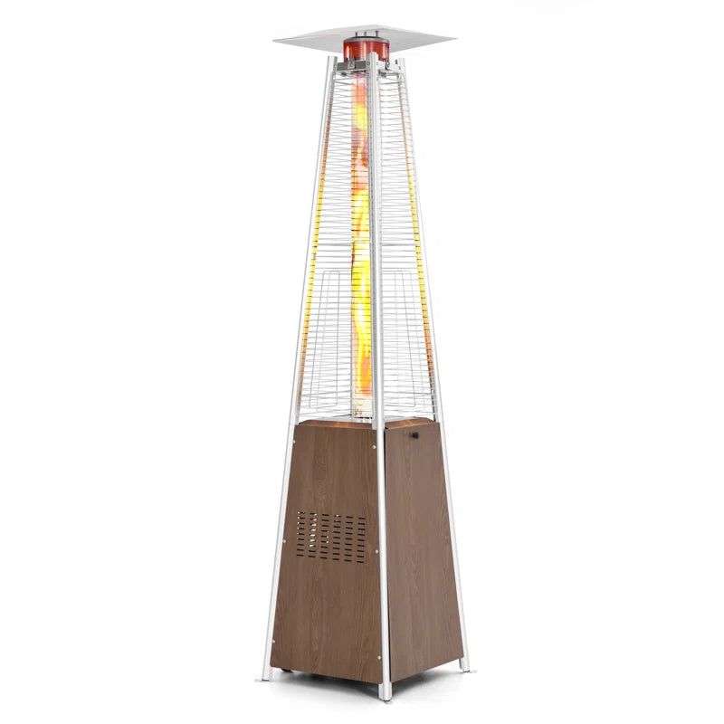 Outdoor 48,000 BTU Pyramid Propane Gas Patio Heater with Wheels, Powder-Coated Iron Frame