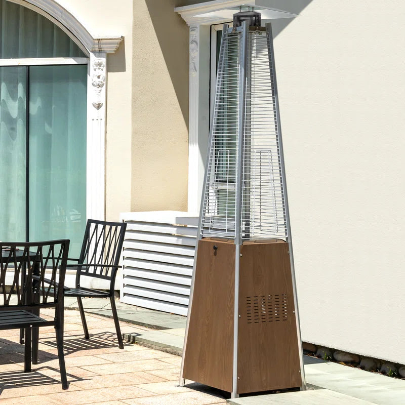Outdoor 48,000 BTU Pyramid Propane Gas Patio Heater with Wheels, Powder-Coated Iron Frame