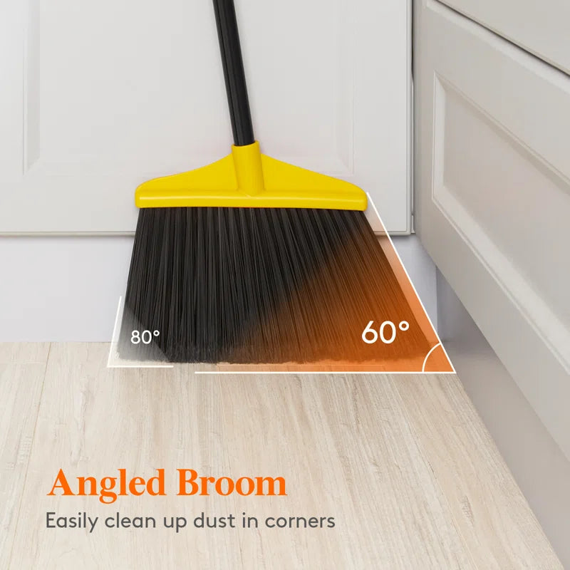 Outdoor/indoor Broom Heavy Duty, Commercial Broom With 53" Extendable Long Handle, Household Angle Corner Brooms For Patio, Garage, Deck, Lobby, Courtyard Sweeping