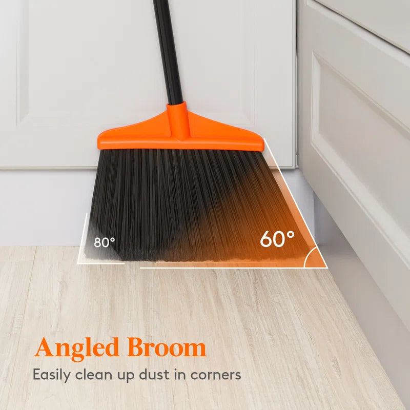 Outdoor/indoor Broom Heavy Duty, Commercial Broom With 53" Extendable Long Handle, Household Angle Corner Brooms For Patio, Garage, Deck, Lobby, Courtyard Sweeping