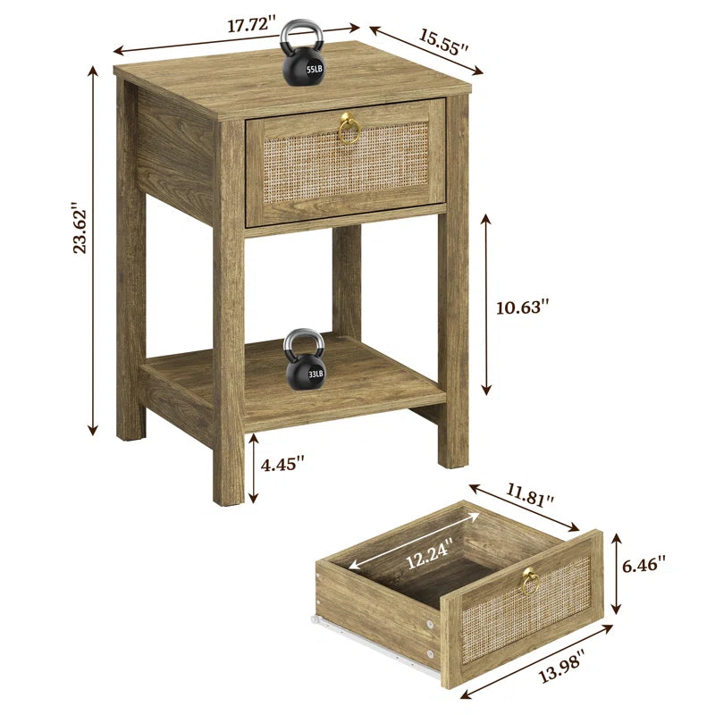 Pomodoro 23.6'' Tall 1 - Drawer Nightstand (Set of 2)