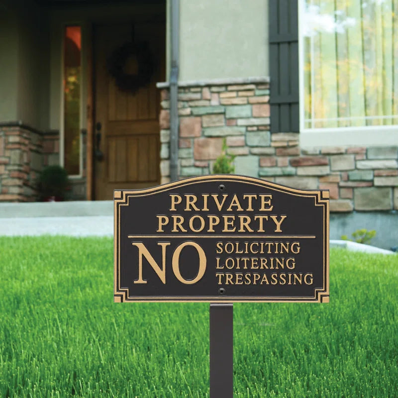 Private Property No Soliciting Loitering Trespassing Garden Sign
