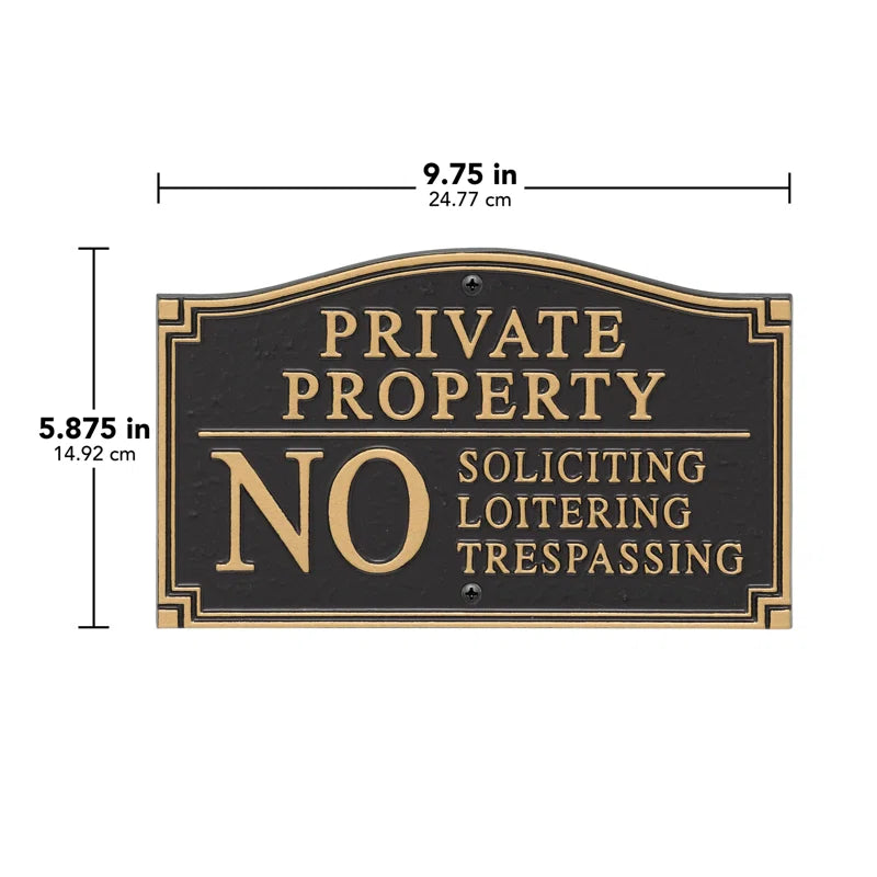 Private Property No Soliciting Loitering Trespassing Garden Sign