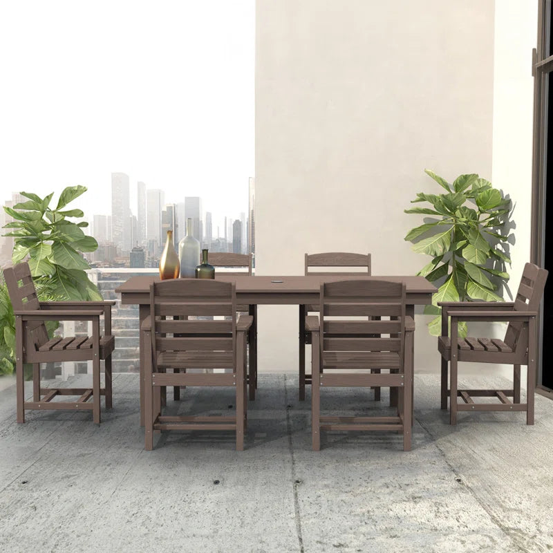 Reata Rectangular 6 - Person 66.9'' L Outdoor Dining Set with 6 Chairs