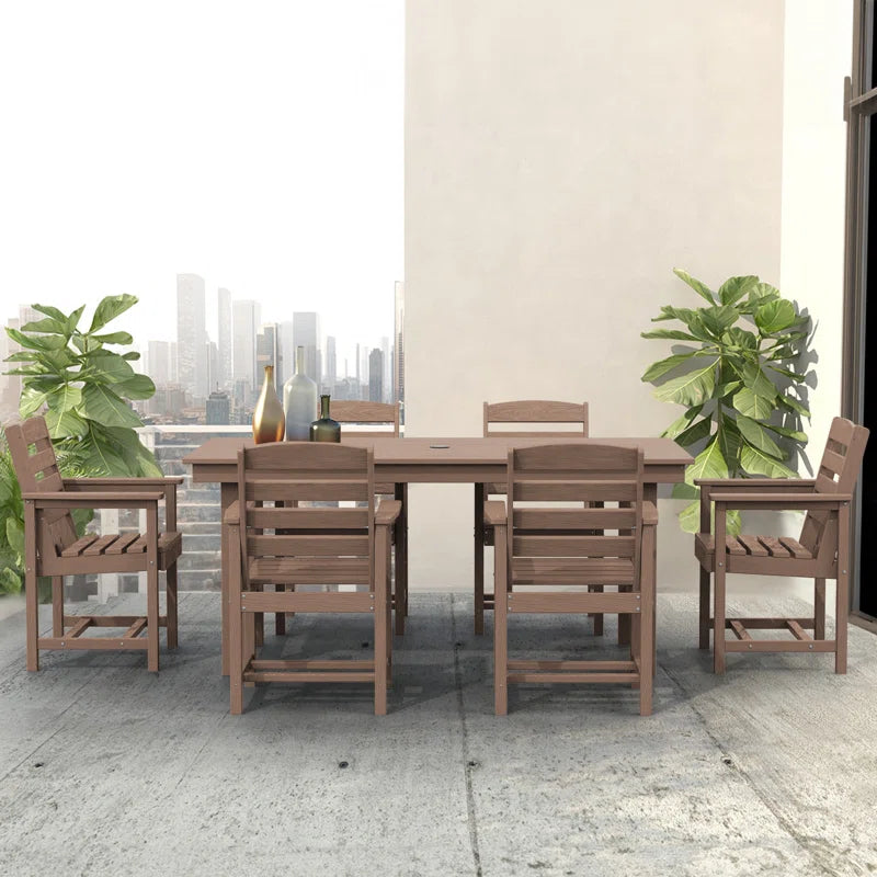 Reata Rectangular 6 - Person 66.9'' L Outdoor Dining Set with 6 Chairs