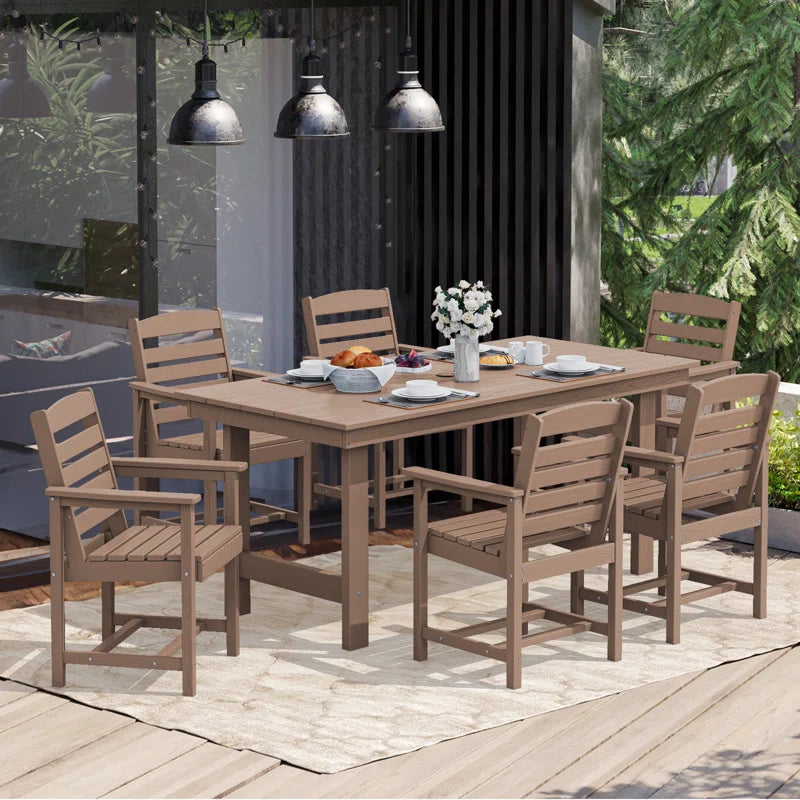 Reata Rectangular 6 - Person 66.9'' L Outdoor Dining Set with 6 Chairs