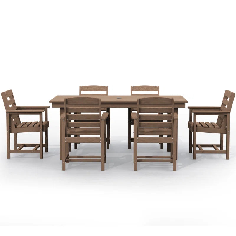 Reata Rectangular 6 - Person 66.9'' L Outdoor Dining Set with 6 Chairs