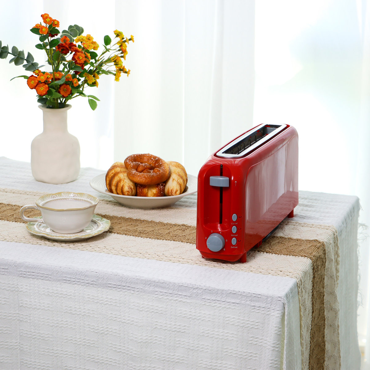 Yellow 2-Slice Slim Toaster - 10" Long Slot For Bagels & Artisan Bread, 6 Shade Settings, Cancel/Reheat/Defrost, Removable Crumb Tray, Auto Shut-Off