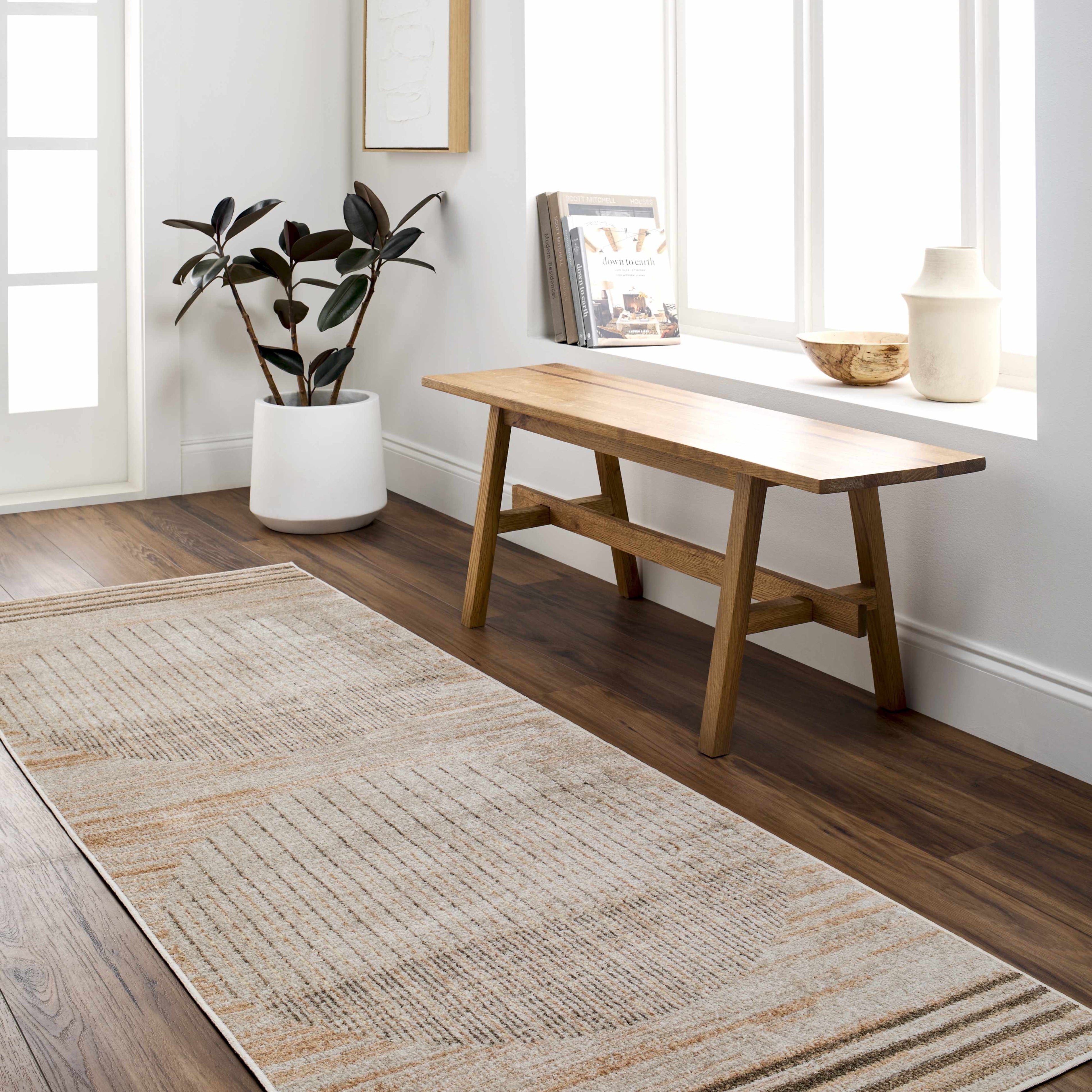 Thad Beige Washable Area Rug