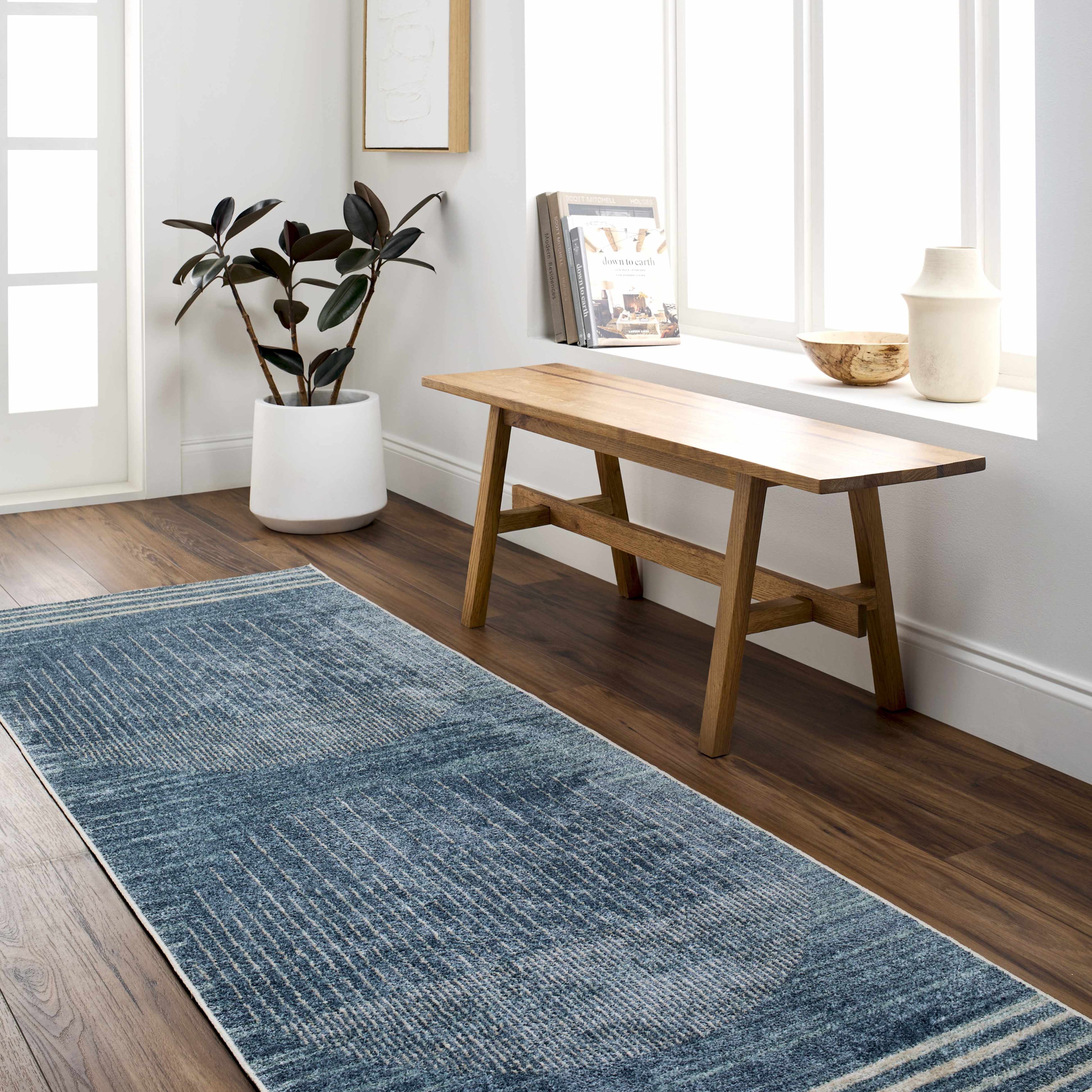 Thad Blue Washable Area Rug - Clearance