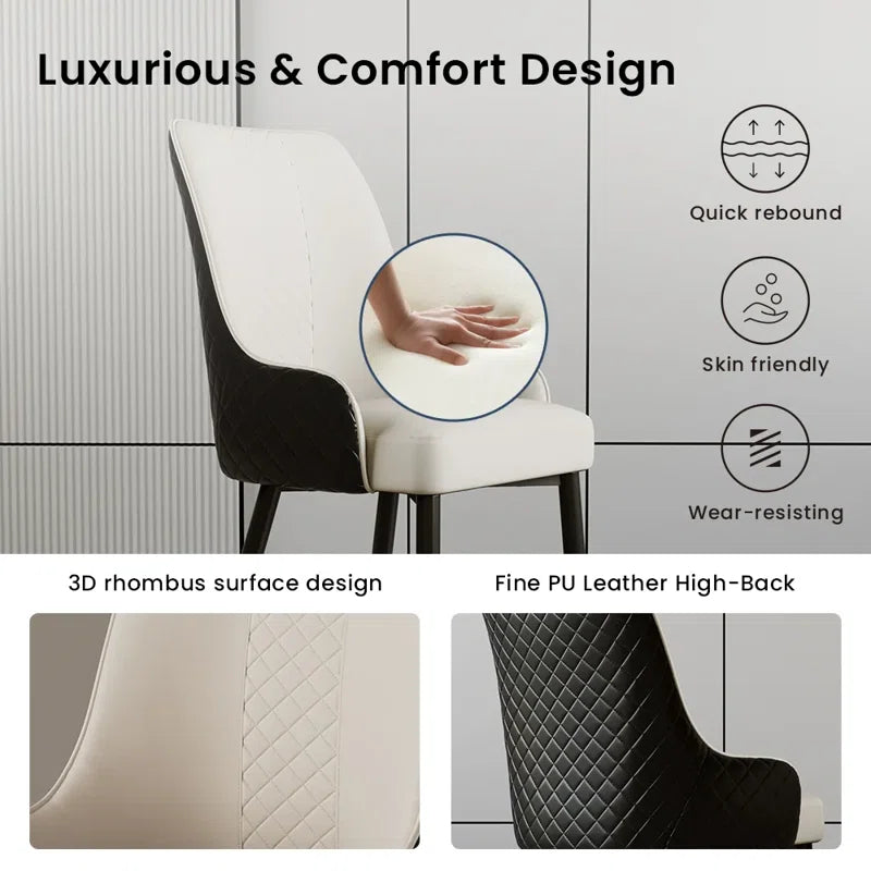 Silva Modern Faux Leather Dining Chair, Metal Legs, Density Sponge Pre-Assembly
