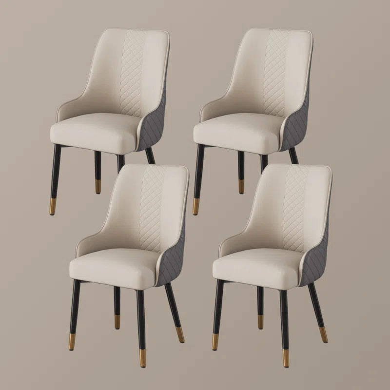 Silva Modern Faux Leather Dining Chair, Metal Legs, Density Sponge Pre-Assembly