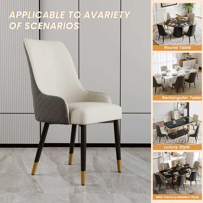 Silva Modern Faux Leather Dining Chair, Metal Legs, Density Sponge Pre-Assembly