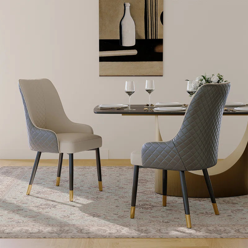 Silva Modern Faux Leather Dining Chair, Metal Legs, Density Sponge Pre-Assembly
