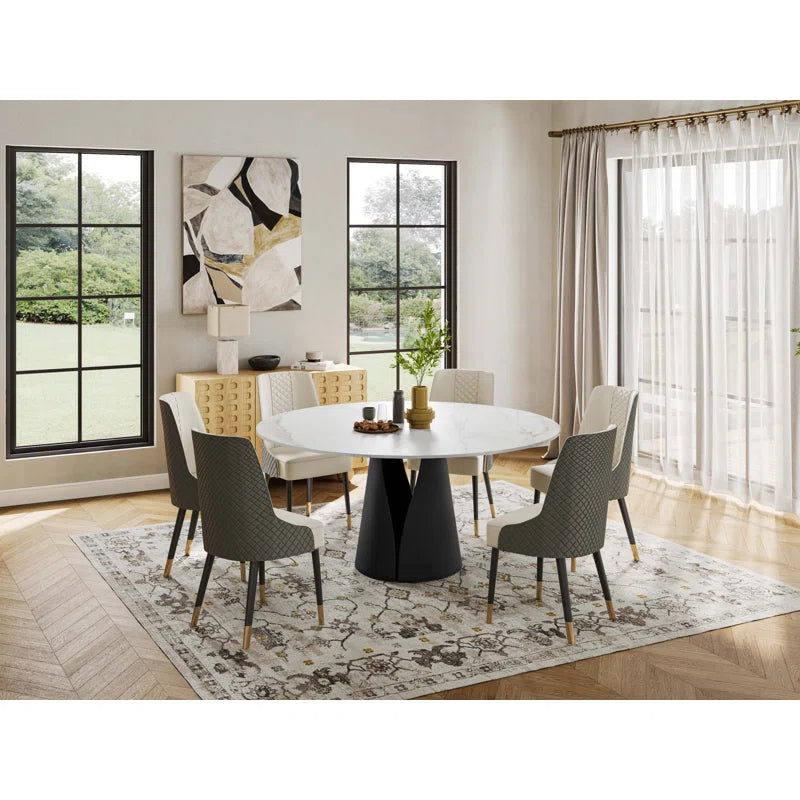 Silva Modern Faux Leather Dining Chair, Metal Legs, Density Sponge Pre-Assembly