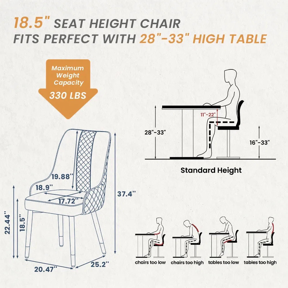 Silva Modern Faux Leather Dining Chair, Metal Legs, Density Sponge Pre-Assembly