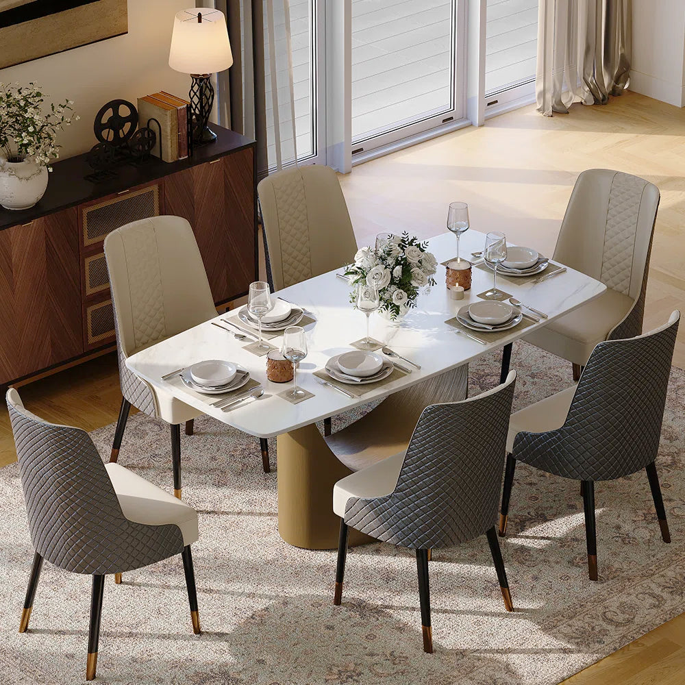 Silva Modern Faux Leather Dining Chair, Metal Legs, Density Sponge Pre-Assembly