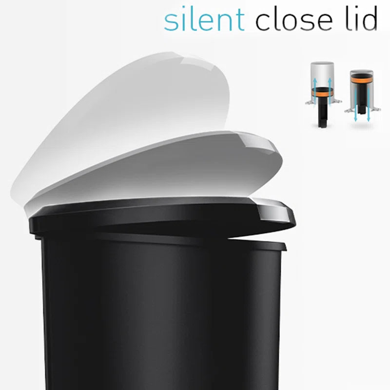 Simplehuman 50 Liter / 13 Gallon Semi-Round Kitchen Step Trash Can with Secure Slide Lock, Plastic