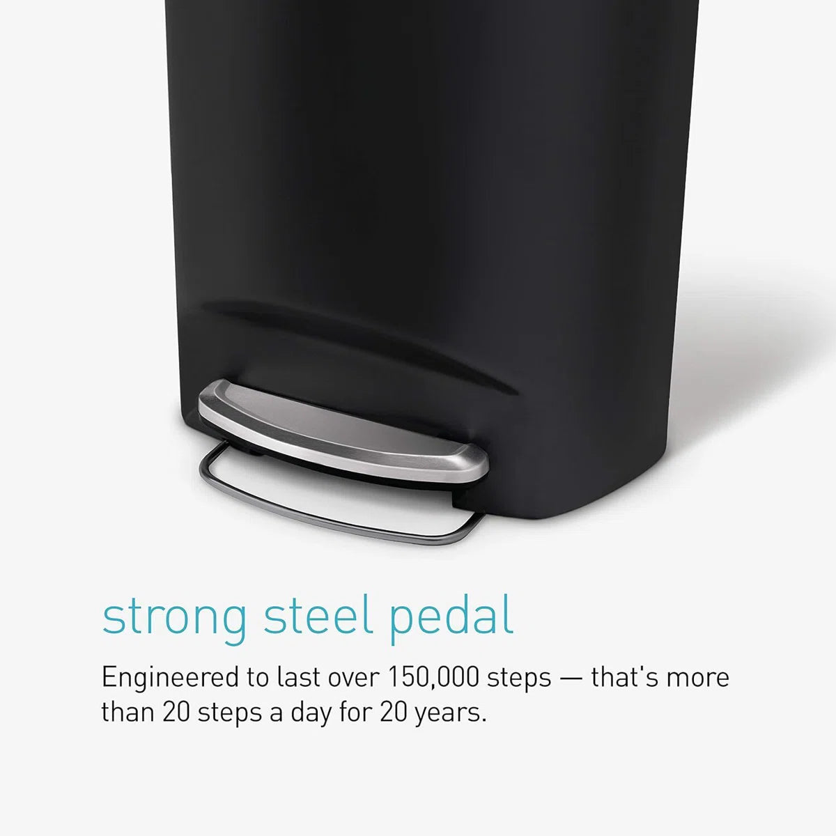 Simplehuman 50 Liter / 13 Gallon Semi-Round Kitchen Step Trash Can with Secure Slide Lock, Plastic