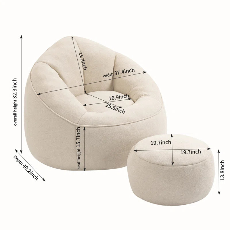 Soft Bean Bag Chair with Footstool Bean Bag Sofa Floor Sofa Floor Chair Large Bean Bag Chair