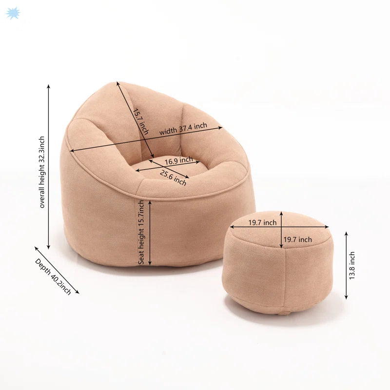 Soft Bean Bag Chair with Footstool Bean Bag Sofa Floor Sofa Floor Chair Large Bean Bag Chair