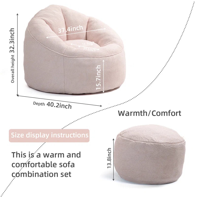 Soft Bean Bag Chair with Footstool Bean Bag Sofa Floor Sofa Floor Chair Large Bean Bag Chair