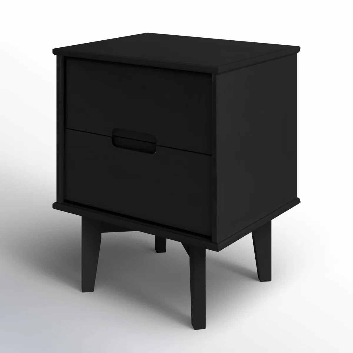 Solid Wood Groove 2-Drawer Nightstand