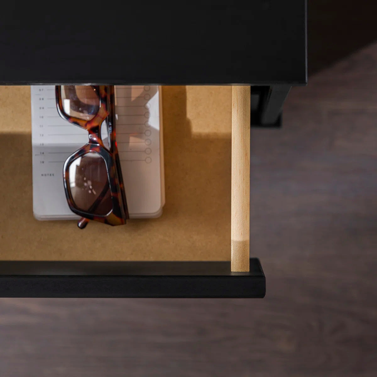 Solid Wood Groove 2-Drawer Nightstand
