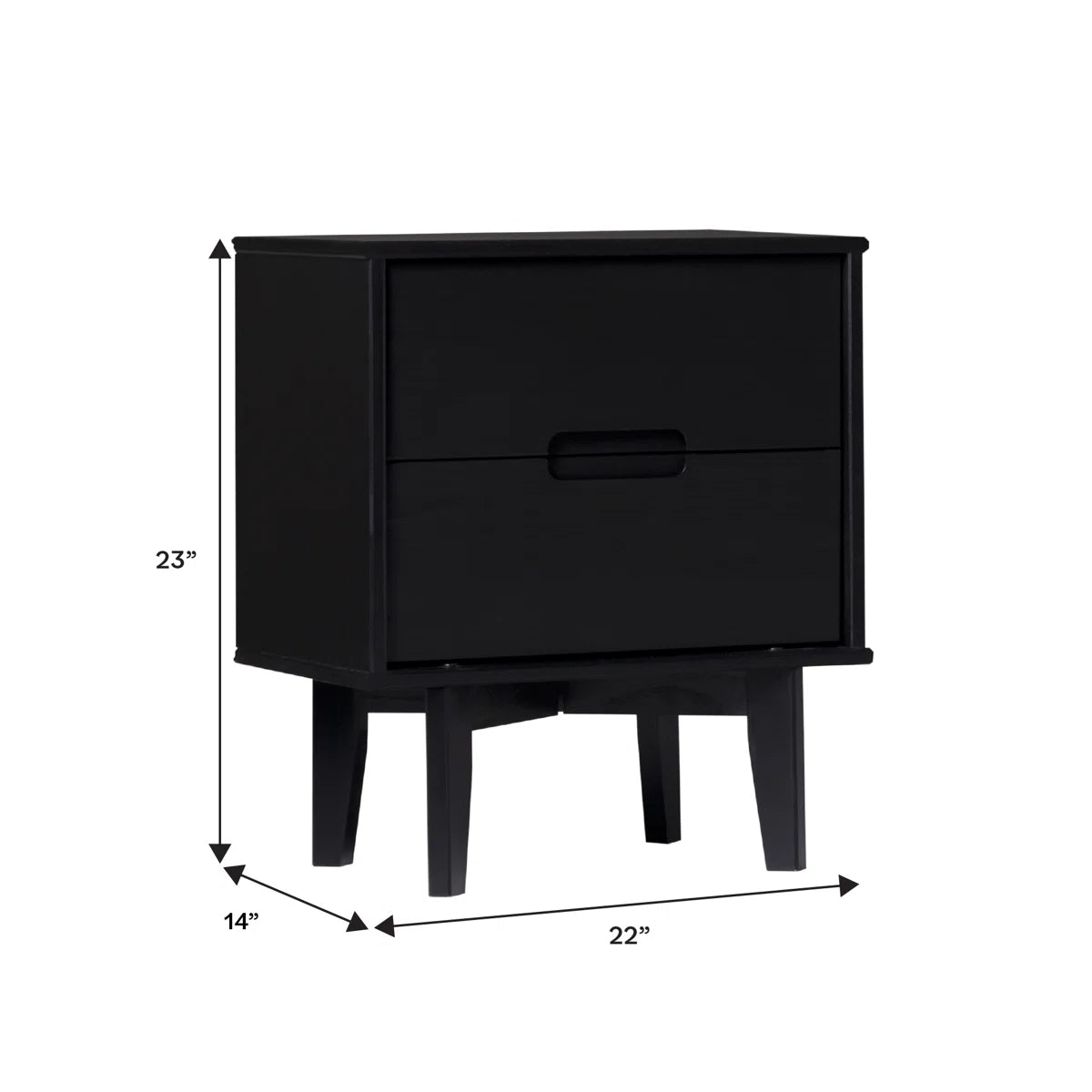 Solid Wood Groove 2-Drawer Nightstand