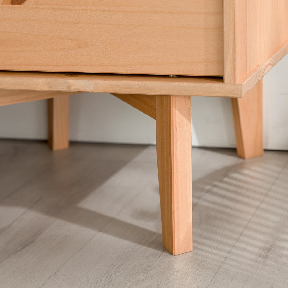 Solid Wood Groove 2-Drawer Nightstand