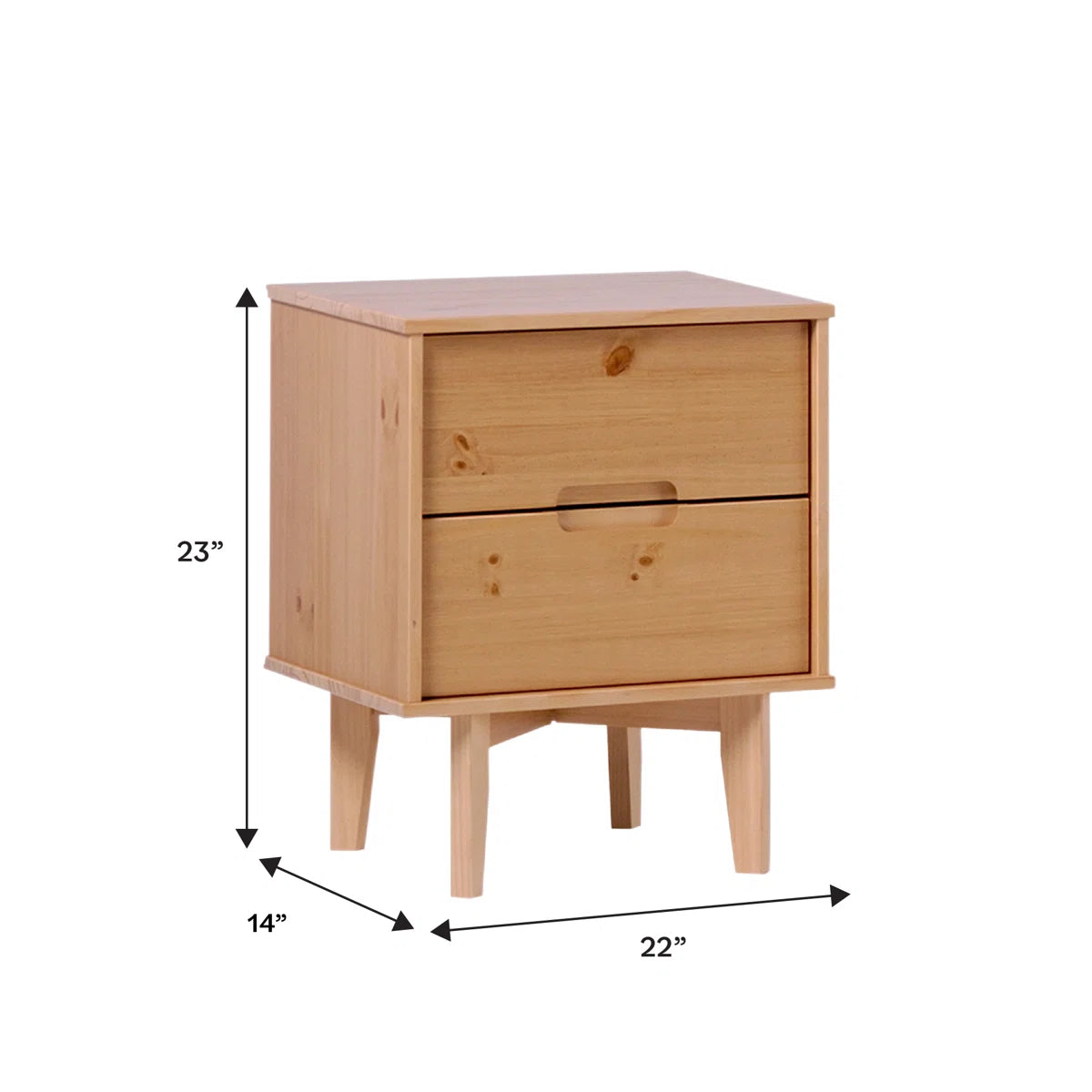 Solid Wood Groove 2-Drawer Nightstand
