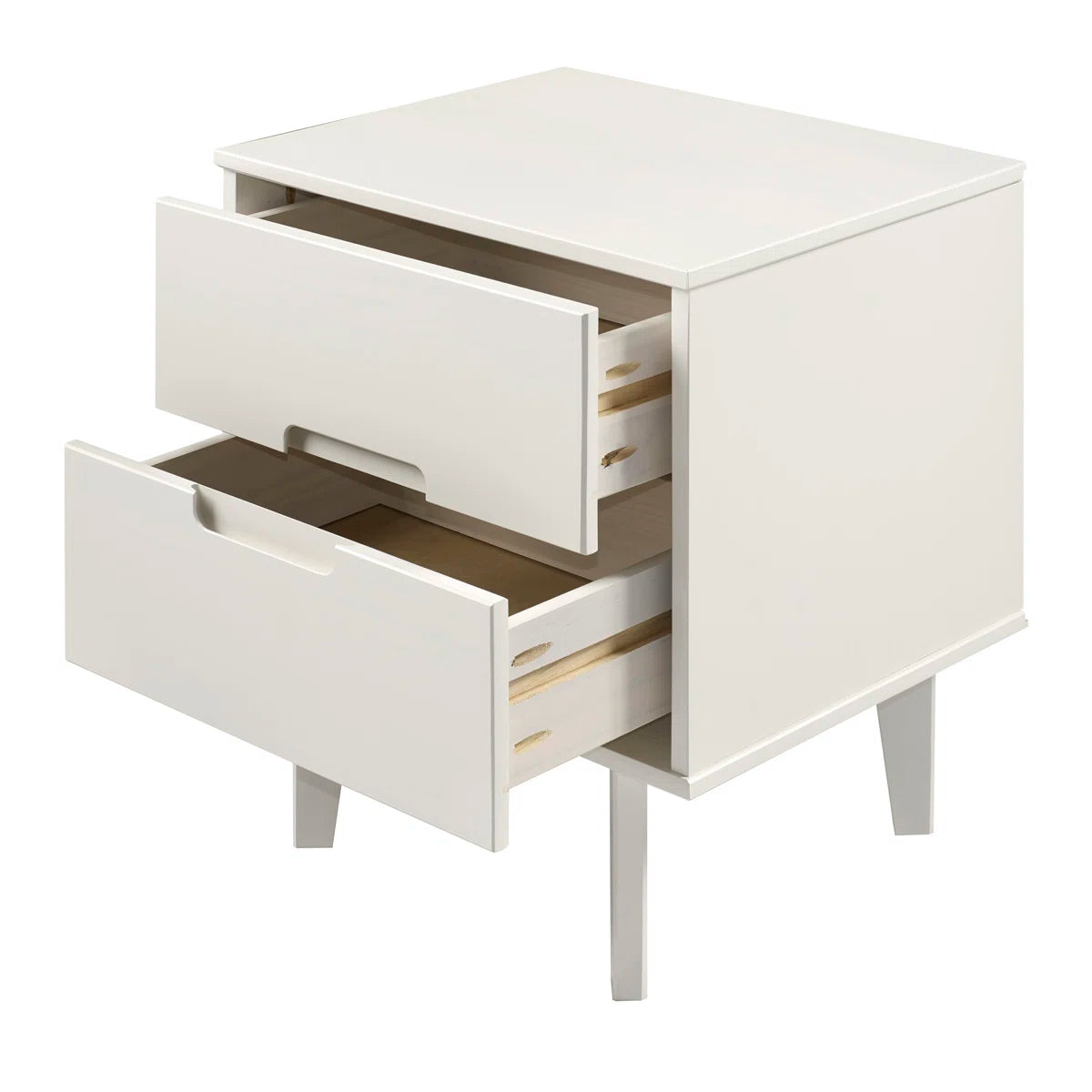 Solid Wood Groove 2-Drawer Nightstand