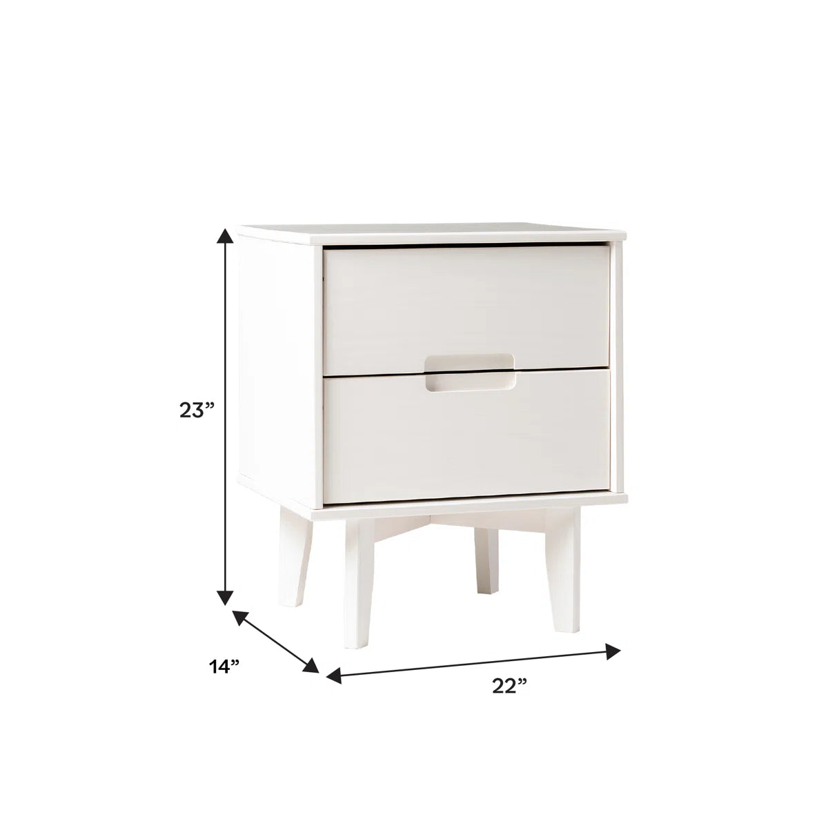Solid Wood Groove 2-Drawer Nightstand
