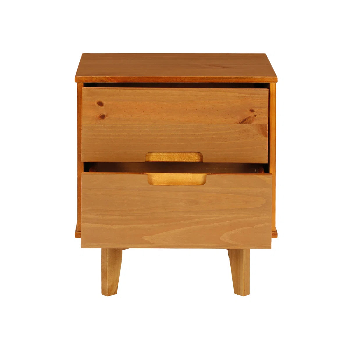 Solid Wood Groove 2-Drawer Nightstand