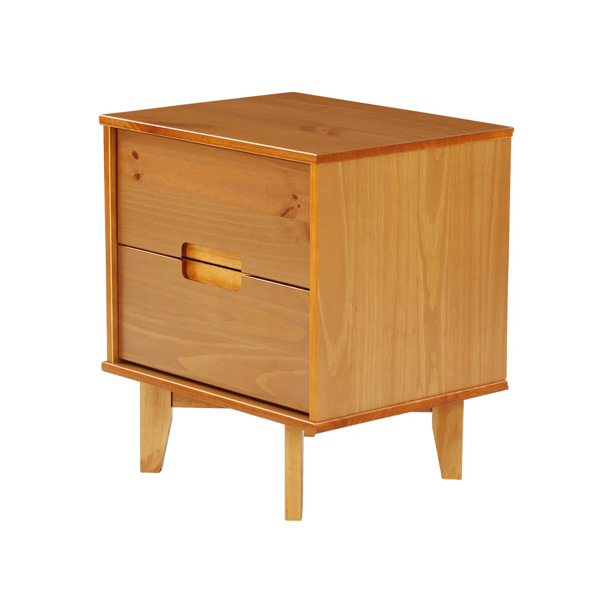 Solid Wood Groove 2-Drawer Nightstand