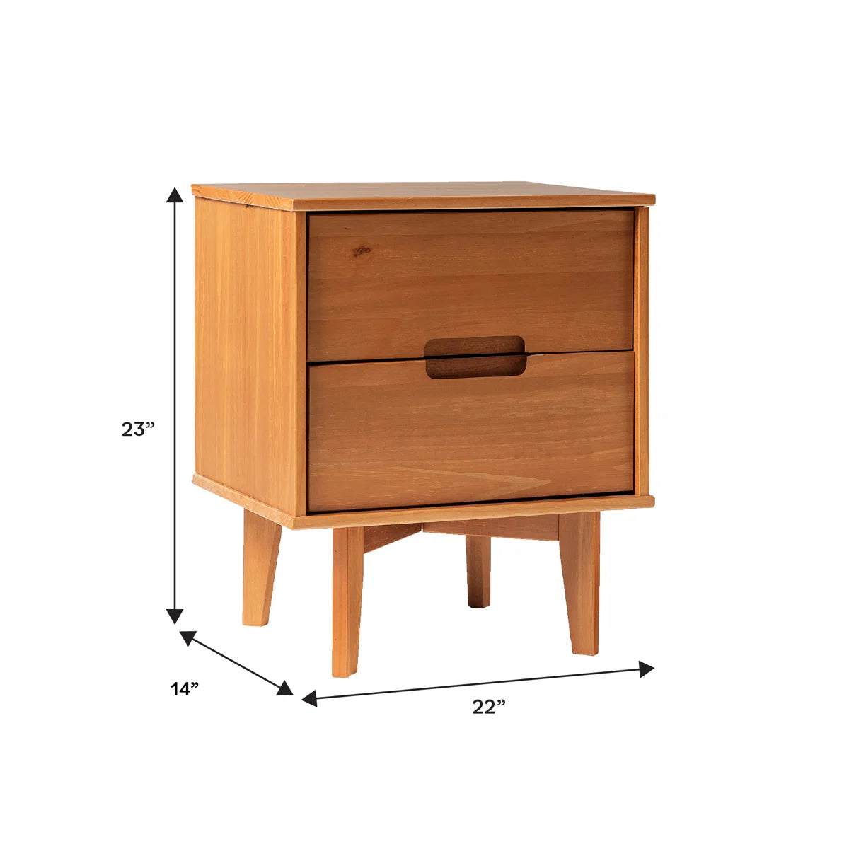 Solid Wood Groove 2-Drawer Nightstand