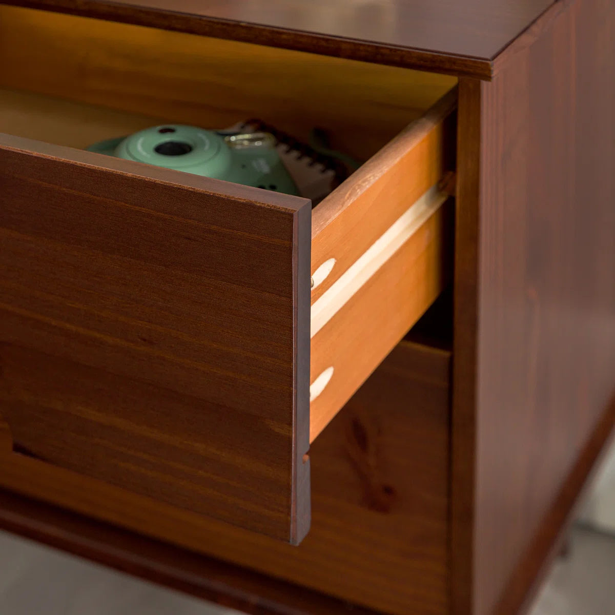 Solid Wood Groove 2-Drawer Nightstand