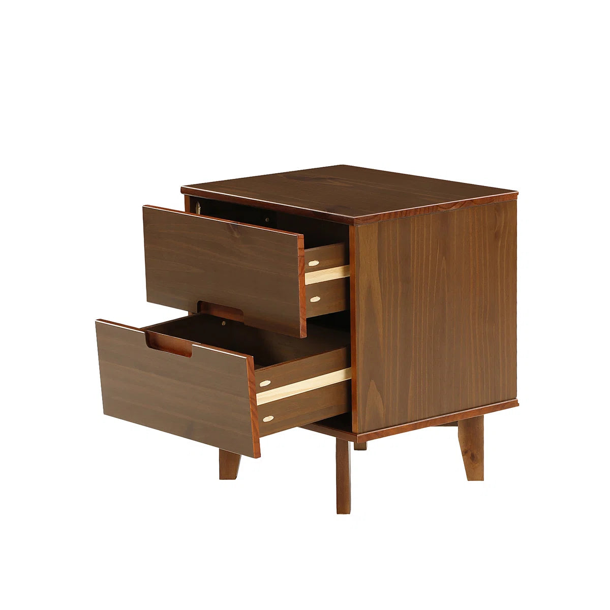 Solid Wood Groove 2-Drawer Nightstand
