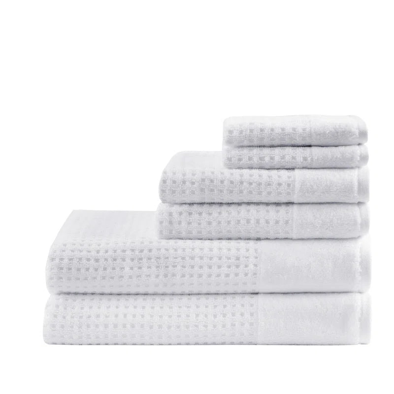 Spa Waffle Cotton Jacquard Antimicrobial Bath Towel 6 Piece Set