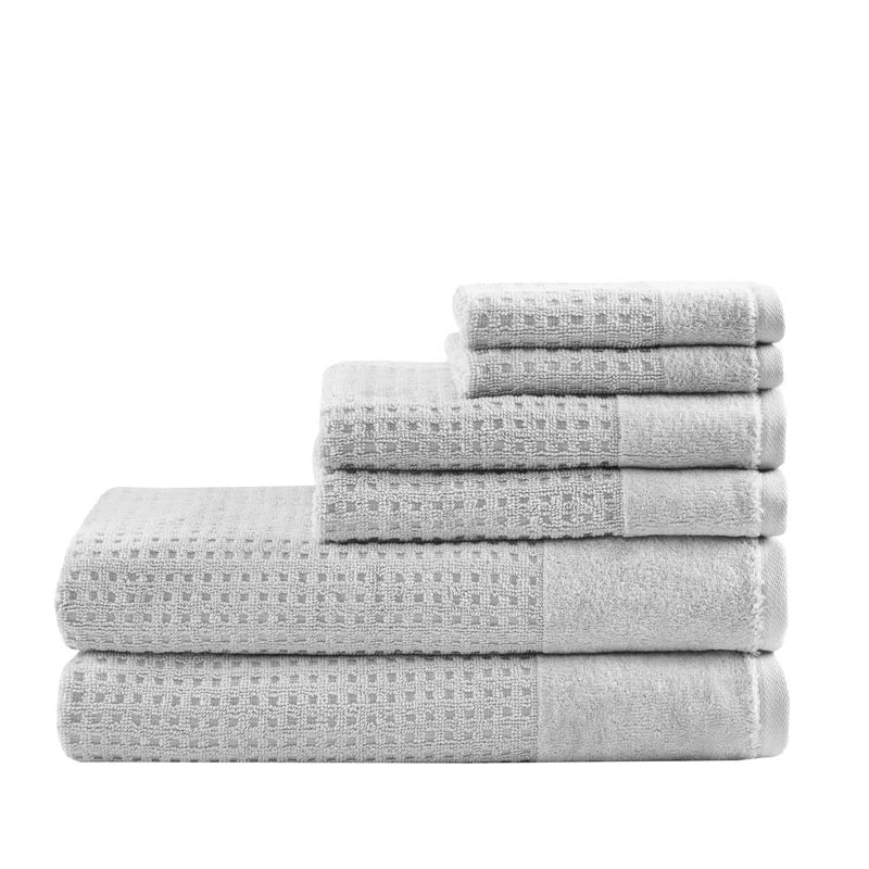 Spa Waffle Cotton Jacquard Antimicrobial Bath Towel 6 Piece Set