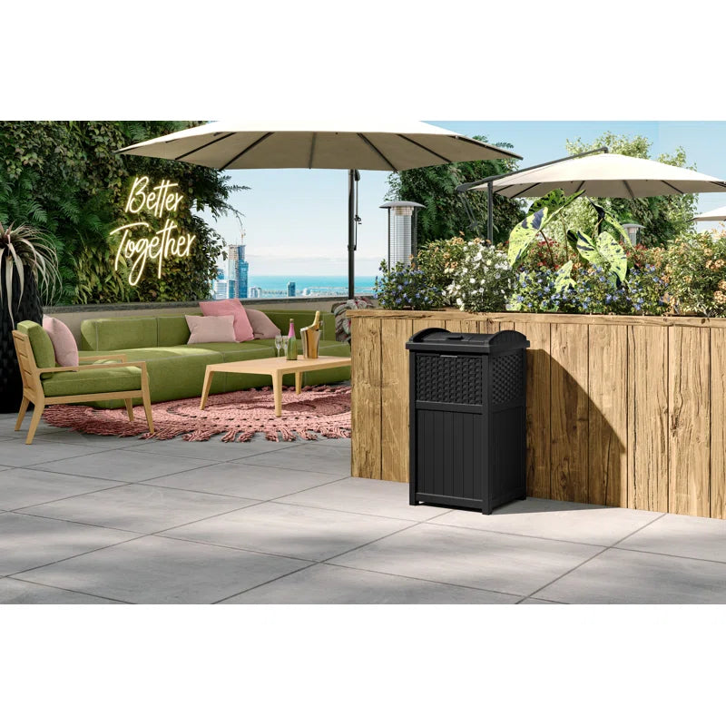 Suncast 33 Gallon Manual Lift Trash Hideaway Container