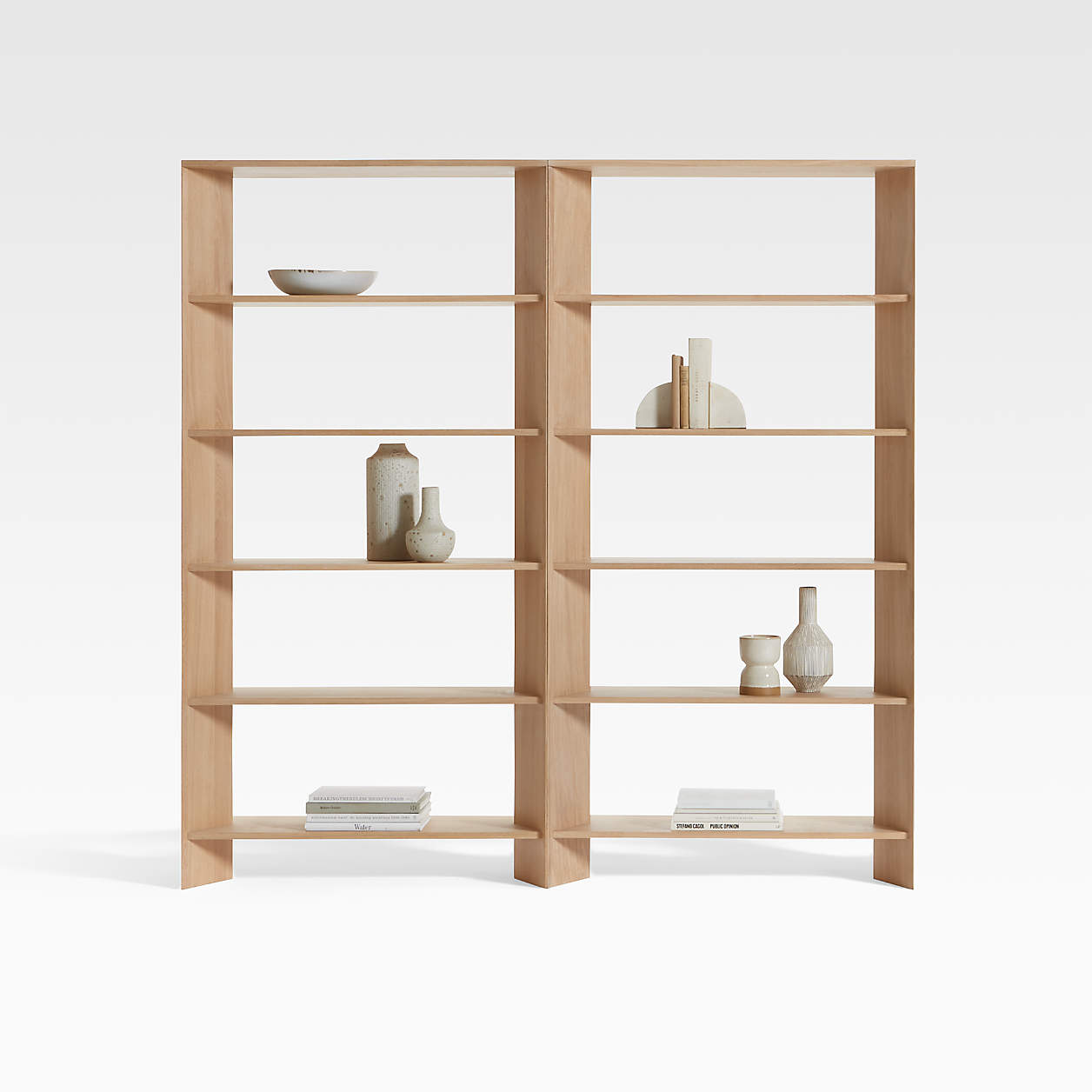 Terrazza Natural Solid Oak 5-Shelf Bookcases