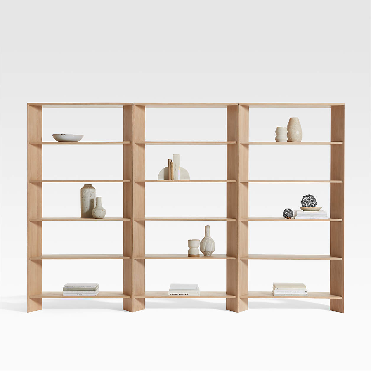 Terrazza Natural Solid Oak 5-Shelf Bookcases