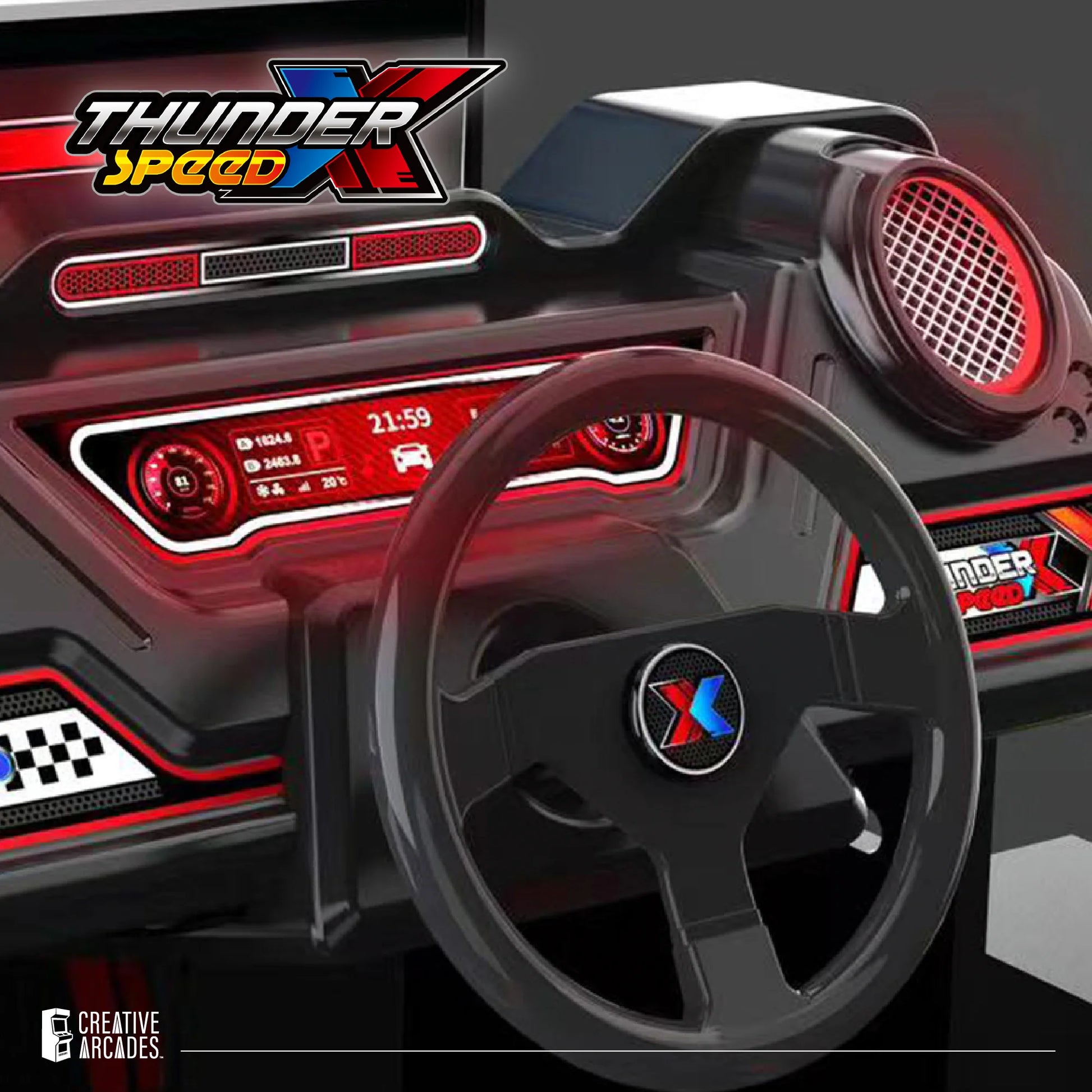 Linked Thunder Speed X™ Racers - Set of 2 Racing Simulators with Force Feedback and Wifi Connection for Online Play