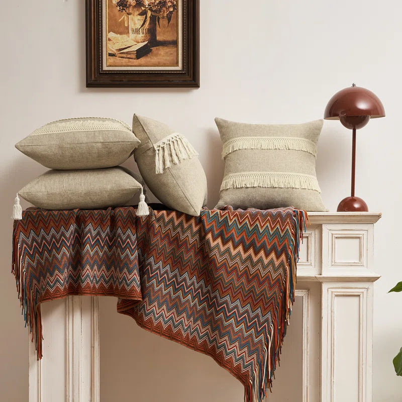 Topfinel Neutral Decorative Throw Pillow Covers, Burlap Linen Cushion Cover Set of 4 (Set of 4)