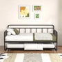 Twin Size Daybed And Trundle Bed Frame Set, Twin Metal Daybed Frame With Pull Out Trundle Bed, Black