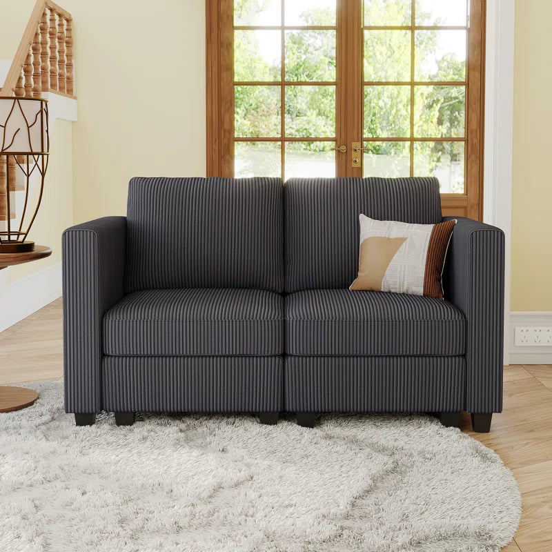 Vevey 59'' Wide Corduroy Modular Loveseat Storage Sofa Double Seat Couch Apartment Lounge Sofa