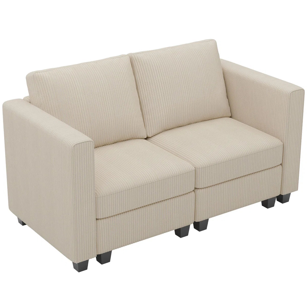 Vevey 59'' Wide Corduroy Modular Loveseat Storage Sofa Double Seat Couch Apartment Lounge Sofa