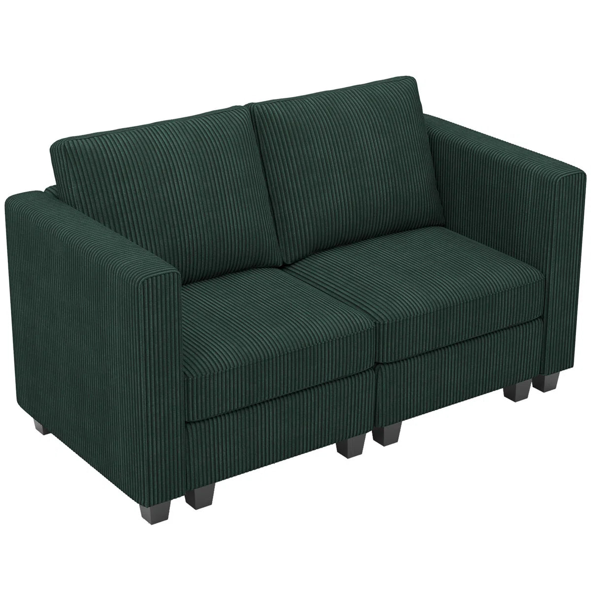 Vevey 59'' Wide Corduroy Modular Loveseat Storage Sofa Double Seat Couch Apartment Lounge Sofa