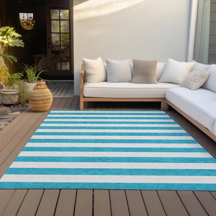 Washable Striped Indoor / Outdoor Rug
